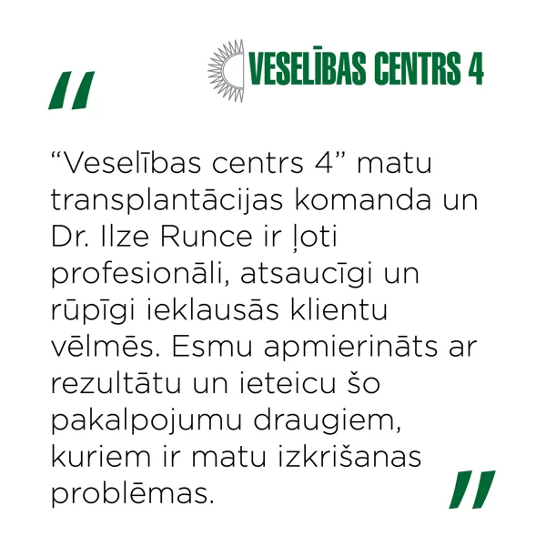 Atsauksme par mātu transplantāciju pie "Veselības centrs 4" speciālistes Ilzes Runces
